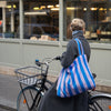 Powder / Blue Striped Grocery Bag