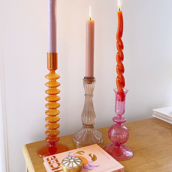 Candle Holder Glass - Orange